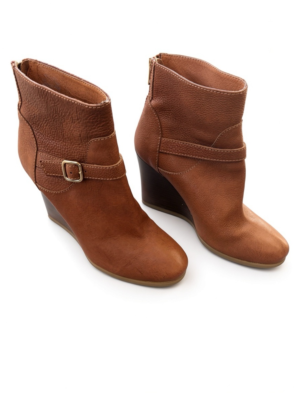 J.Crew Emmett Leather Wedge Boots 98507 Cognac Booties Italy Boho Luxury 8.5